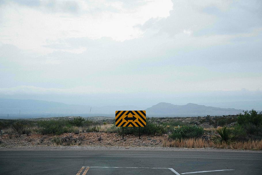 yellow and black road sign, transportation, sky, communication HD wallpaper
