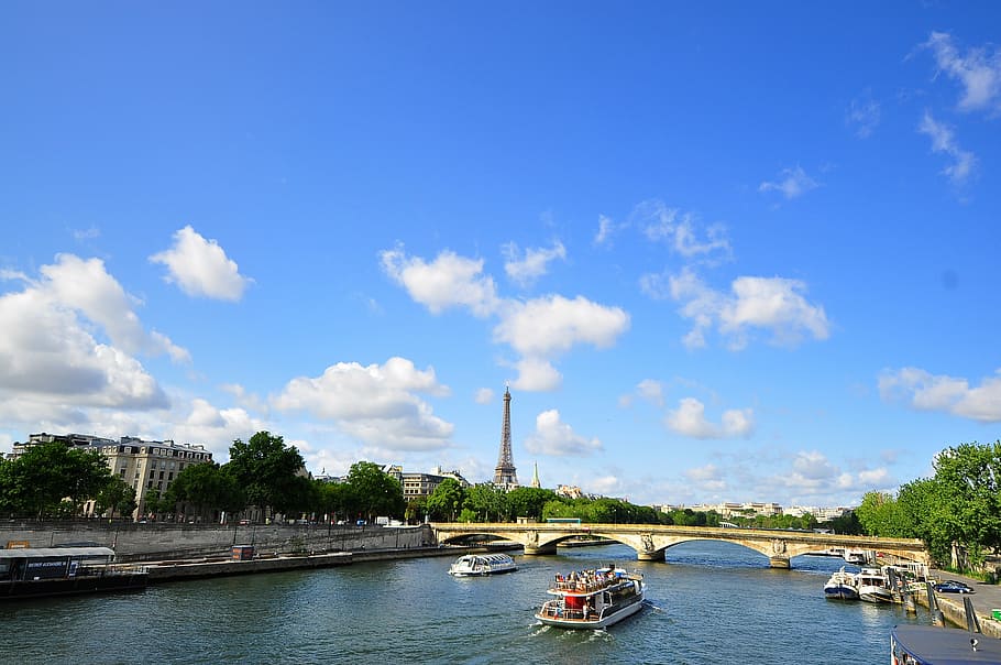 paris, eiffel tower, europe, river seine, france, landmark, HD wallpaper