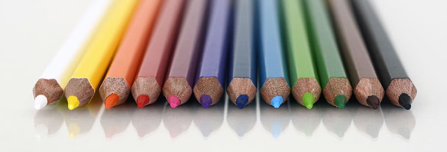 colored pencil lot on white surface, Colour Pencils, Paint, Colored Pencils