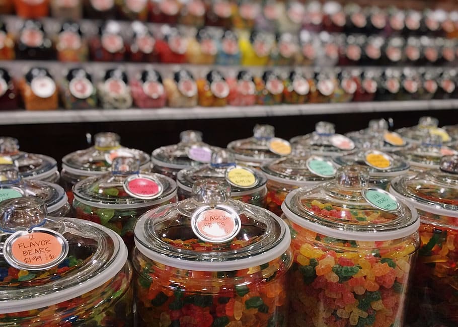 candy shop, sweets, sugar, choice, large group of objects, variation HD wallpaper