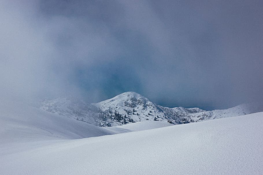 photography of snow covered mountain, low, angle, winter, white HD wallpaper