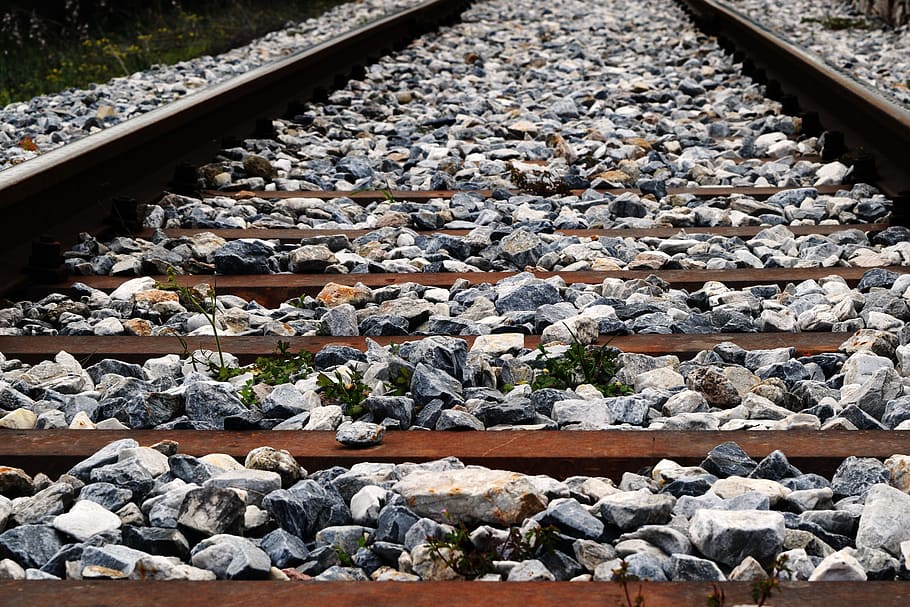 rock, tracks, train, rail transportation, railroad track, solid HD wallpaper
