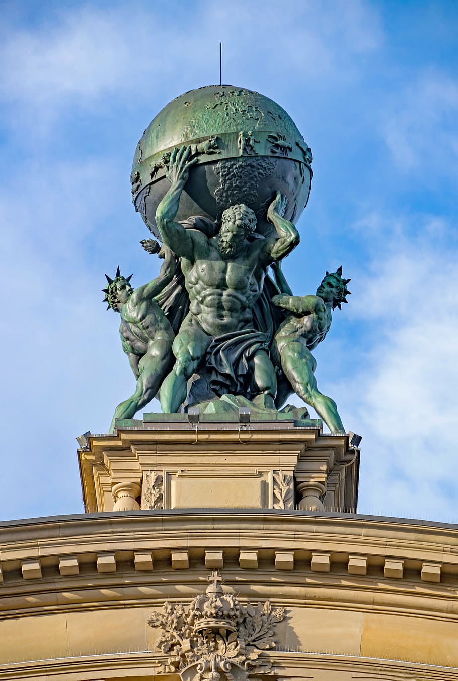 Atlas statue, frankfurt, hesse, germany, central station, frankfurt am main germany, HD wallpaper