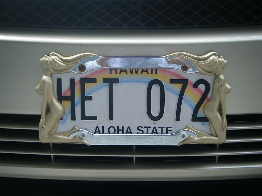 license plate, hawaii, big iland, aloha state, text, communication