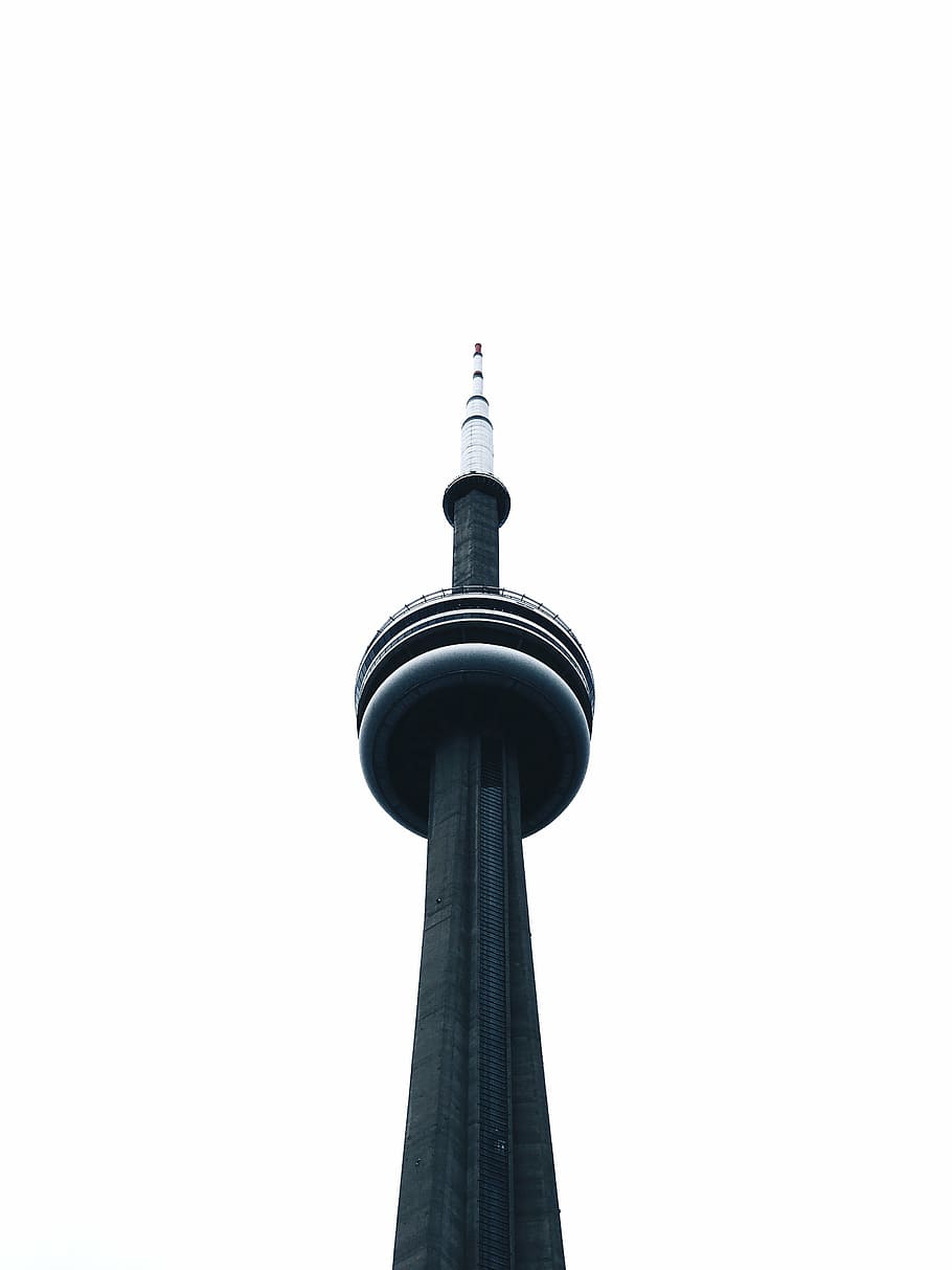 black tower under clear sky, architecture, structure, white HD wallpaper