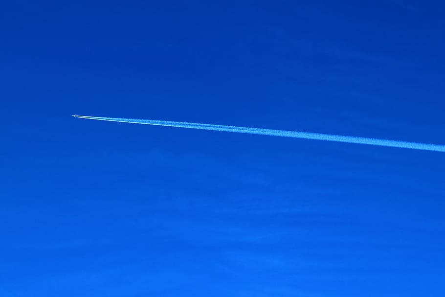 white, ray, open air, plane, trail, sky, aircraft, vapor trail HD wallpaper