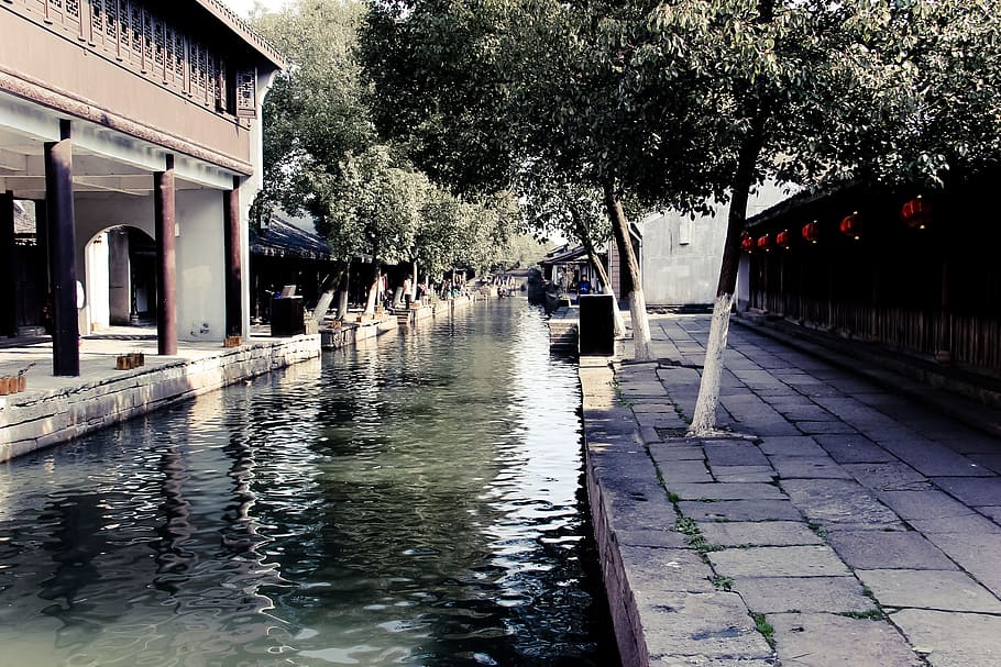 landscape, spring, artistic conception, water, architecture HD wallpaper