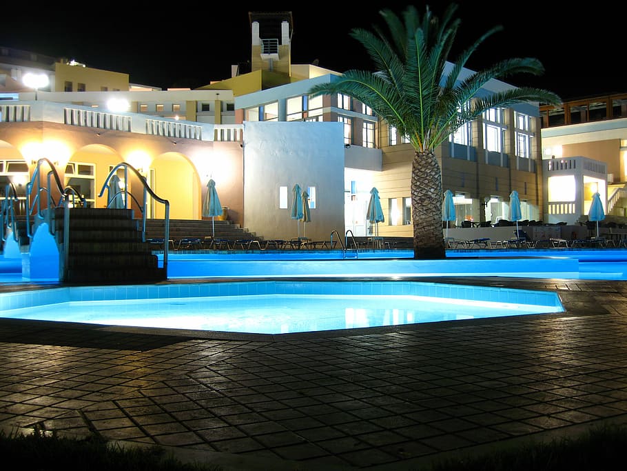 pool, water, hotel, swimming pool, architecture, built structure HD wallpaper