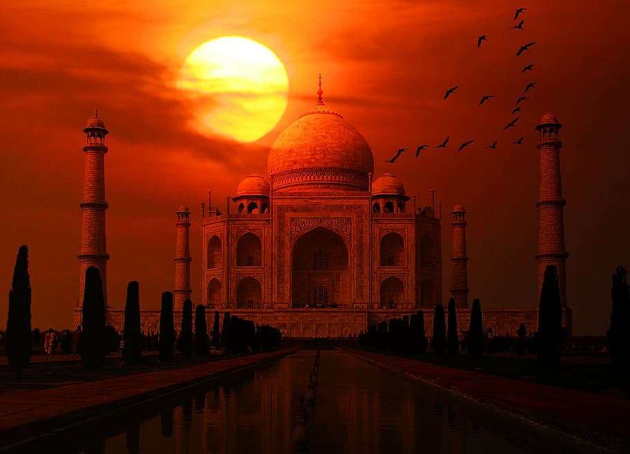 Taj Mahal, india, sunset, asia, marble, agra, architecture, monument, HD wallpaper