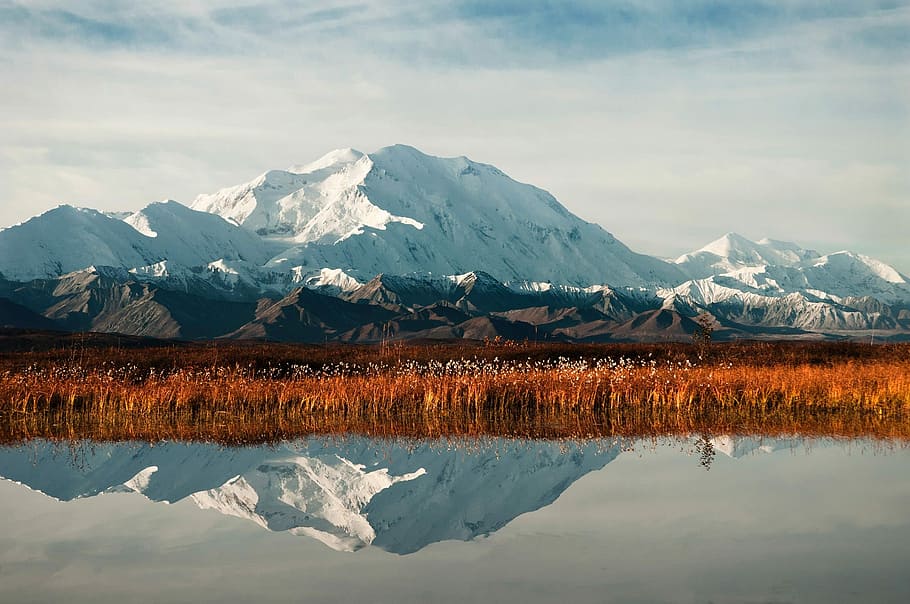 Landscape and reflection of Denali in Denali National Park, Alaska