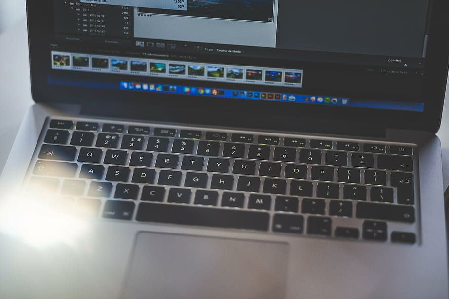turned-on MacBook Pro, computer, lance, keyboard, laptop, work HD wallpaper