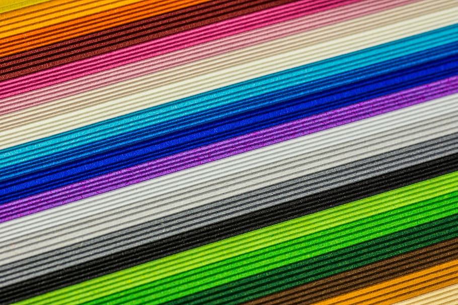 multi-colored striped textile, paper, colorful, school, paint