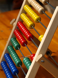 brown and multicolored abacus, slide rule, count, math, mathematics HD wallpaper
