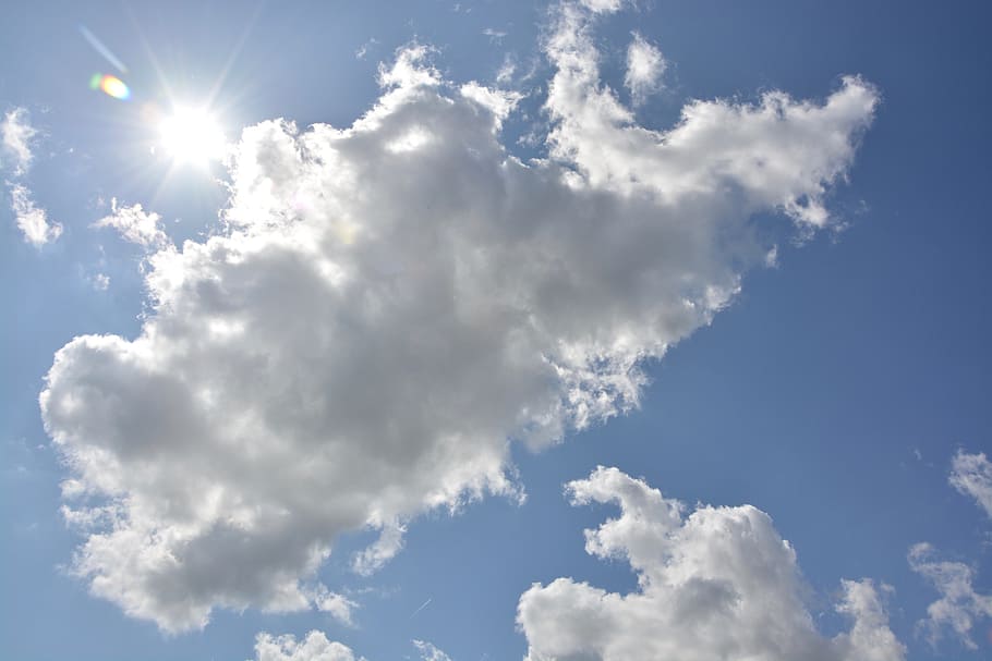 clouds, white clouds, cloudy sky, blue sky, atmosphere, nature HD wallpaper