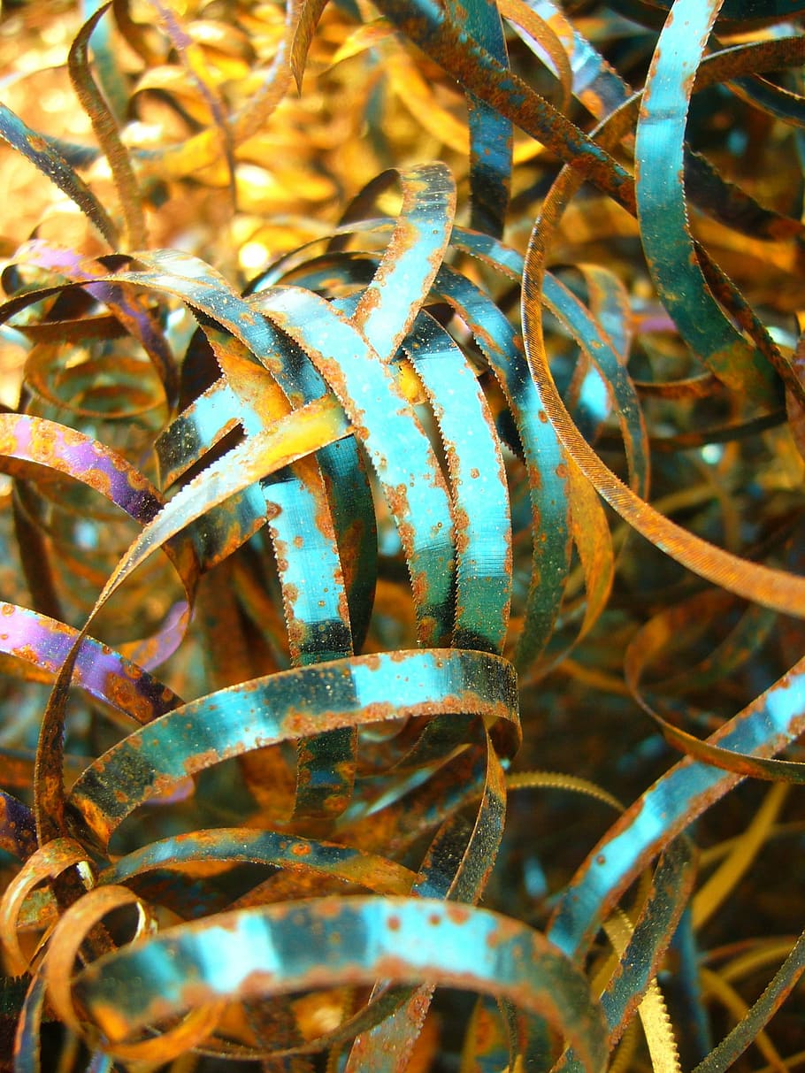 Metal, Chips, Stainless, blue, abstract, backgrounds, no people HD wallpaper
