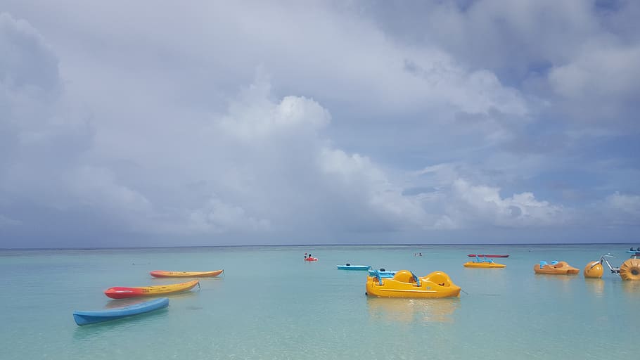 guam, tumon beach, overseas recreation, vacation, water, sky, HD wallpaper