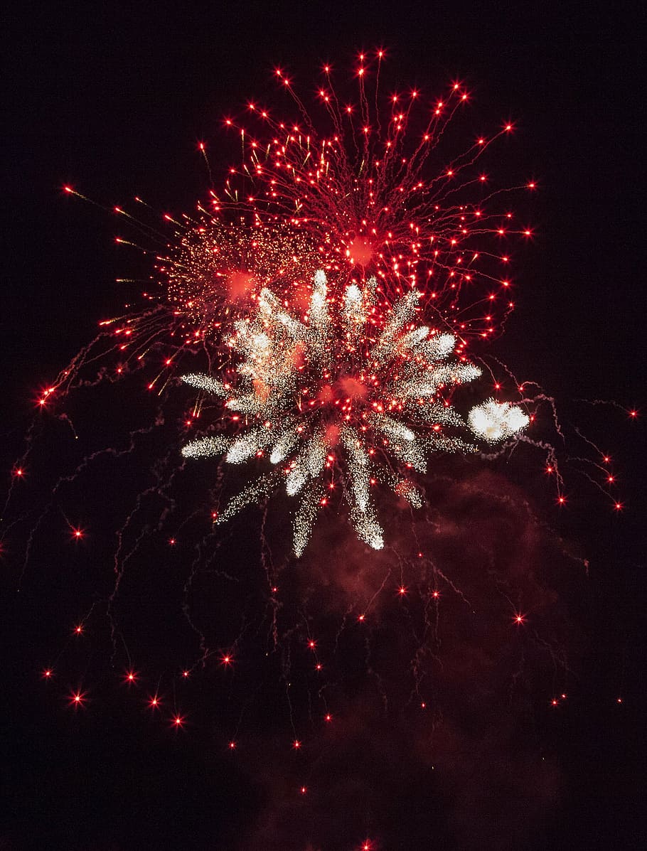 multicolored fireworks at night time, new year, new year 2017