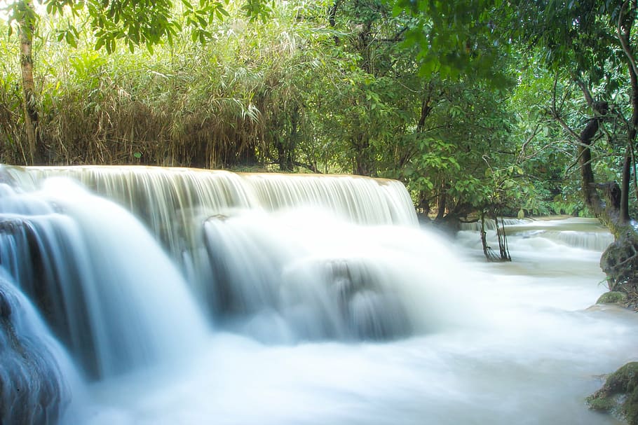 guangxi waterfall, laos, tree, plant, scenics - nature, beauty in nature