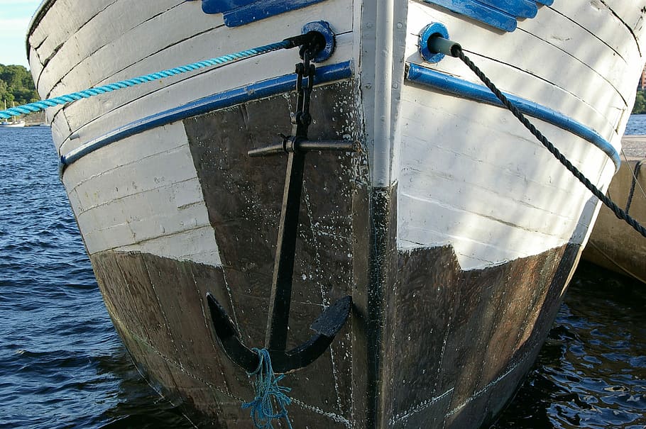 Boat, Scab, Blue, Anchor, Frayed, for a, patina, nautical vessel HD wallpaper