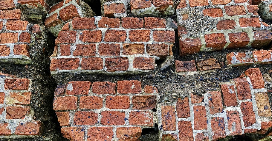 brown concrete brick, brickwork, ruin, broken, decay, collapse