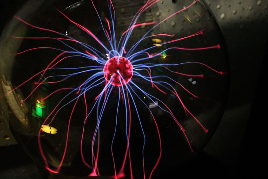 electricity, glass ball, colors, magnetic field, phenomenon tesla