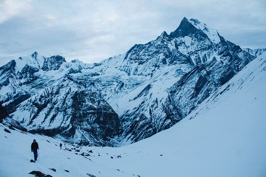 mountains, cliffs, rocks, peaks, summit, snow, cold, winter HD wallpaper