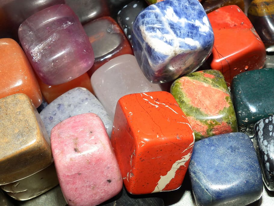 gems, colorful, nature, semi precious stones, cube, red, multi colored, HD wallpaper