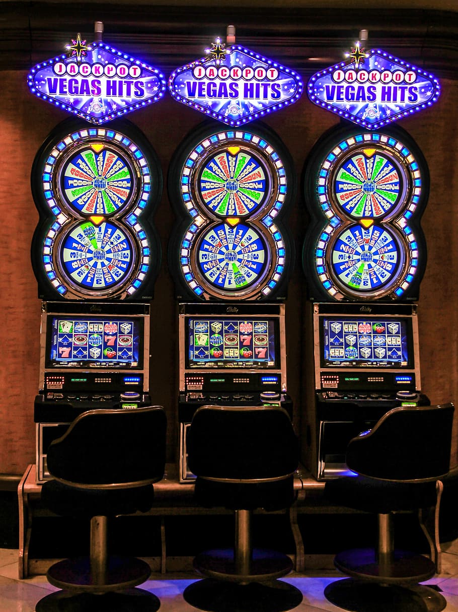 HD wallpaper: 3 Jackpot Vegas Hits slot machines with turned-lights, slots  | Wallpaper Flare