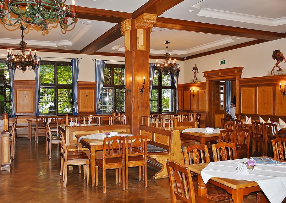 restaurant interior, inn, gastronomy, economy, tavern, chairs, HD wallpaper