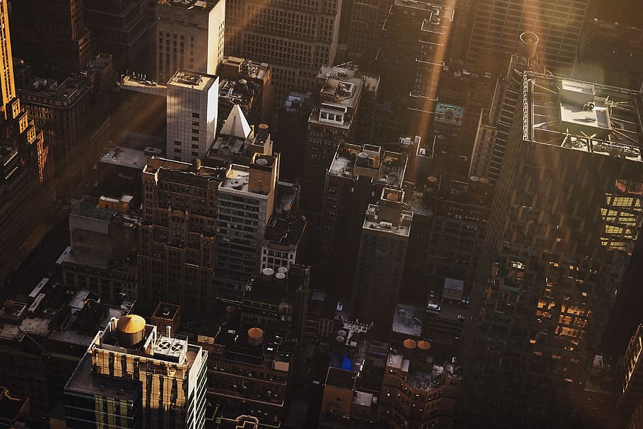 aerial view photography of city buildings during daytime, aerial photography of city view HD wallpaper