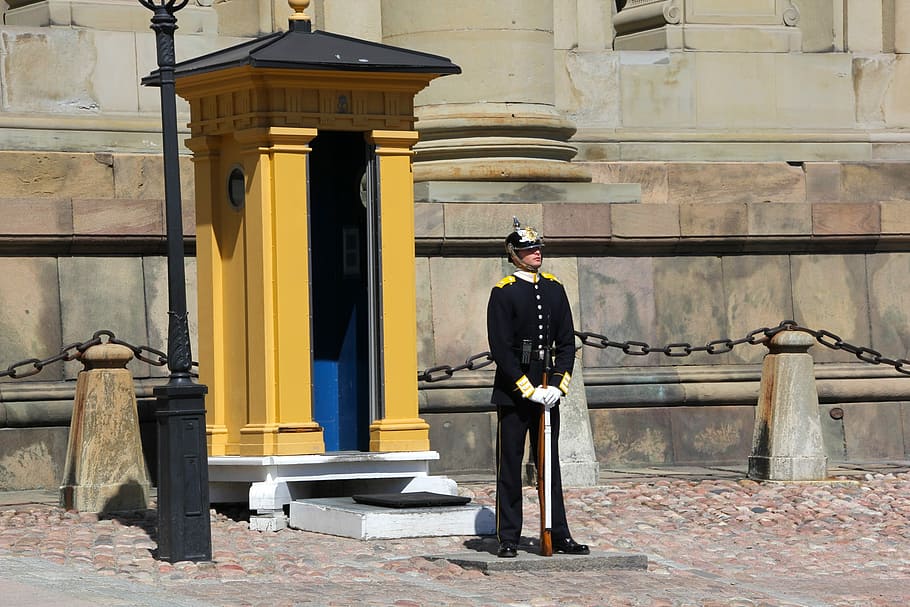 Sentry, Stockholm, Royal Palace, architectural column, adult, HD wallpaper