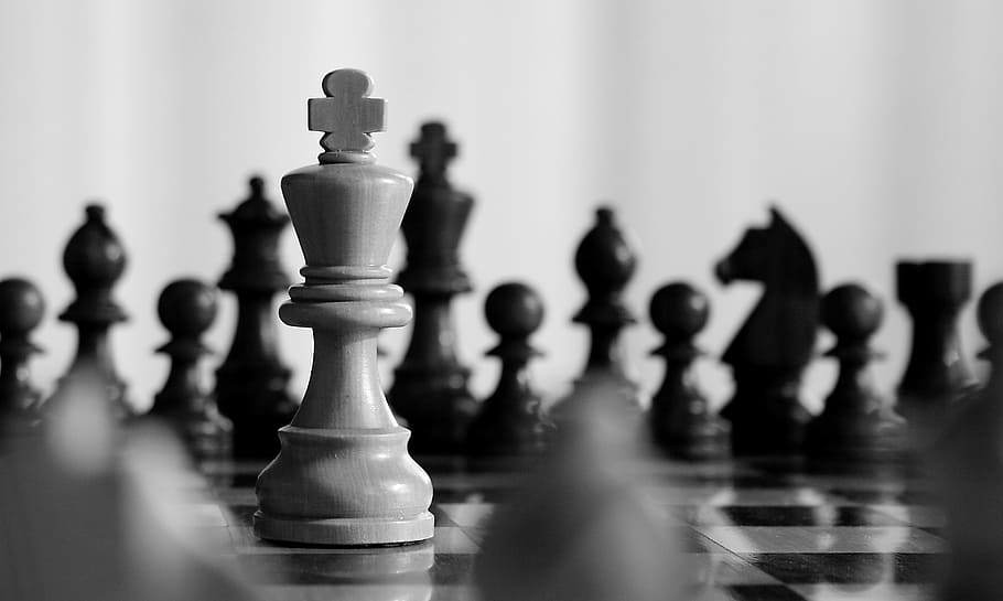 selective focus photography of king chess knight, match, symbolism