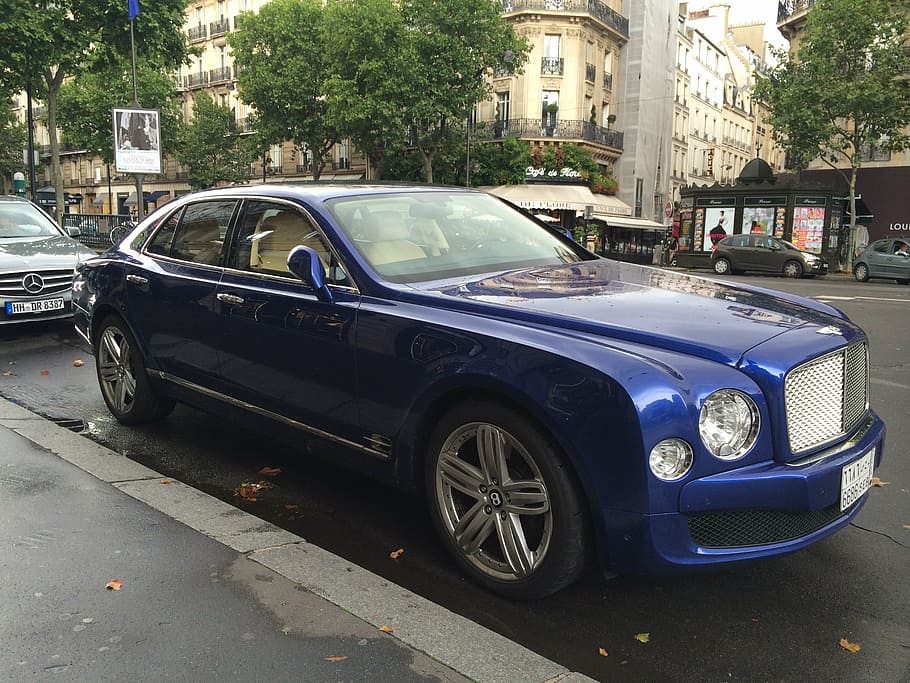 bentley, car, blue, paris, saint-germain, france, grunge, old HD wallpaper