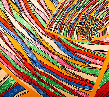 multicolored abstract painting, yellow, texture, pattern, fabric HD wallpaper