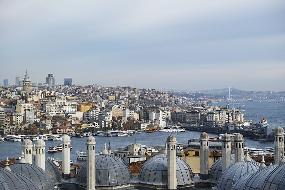 landscape, martyr, istanbul, turkey, estuary, galata, süleymaniye, HD wallpaper