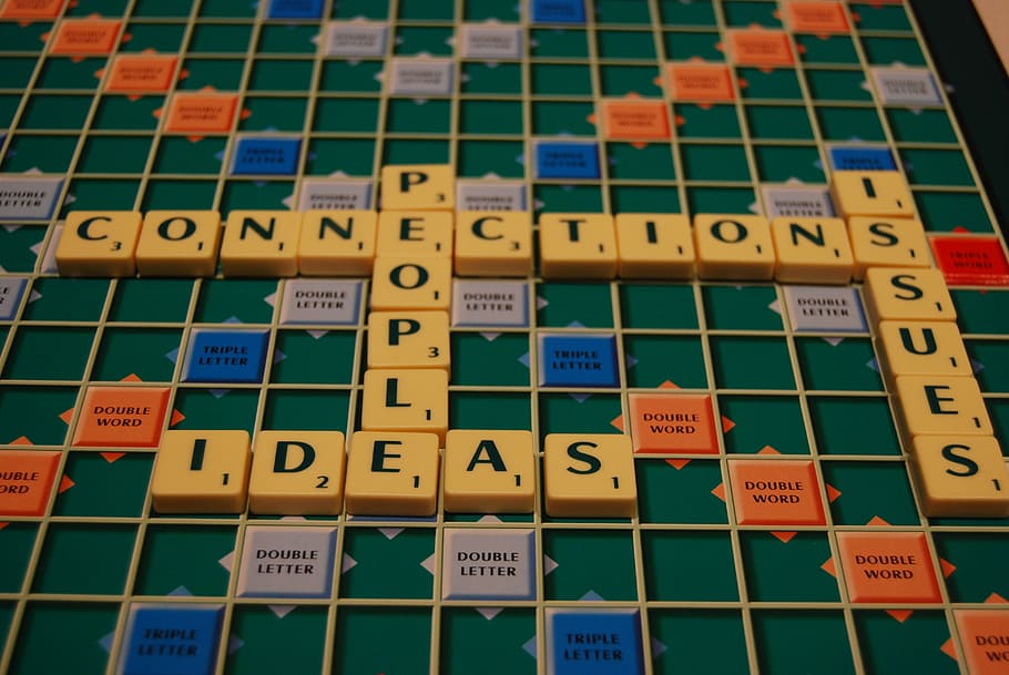 flat lay photography of scrabbles game board, connections, issues HD wallpaper