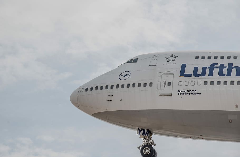 Lufthansa, Aircraft, Boeing, Fly, aviation, airliner, airport HD wallpaper