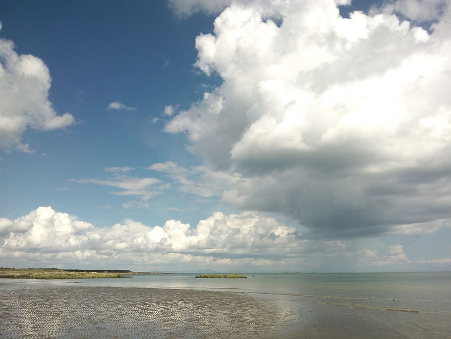 sea, sky, cloud, seascape, nature, ireland, sun, outdoor, blue HD wallpaper