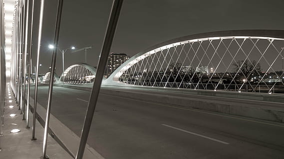 bridge, structure, steel, concrete, architecture, transportation HD wallpaper