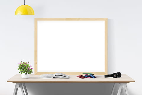 dry erase board with brown wooden frame on wooden table, poster HD wallpaper