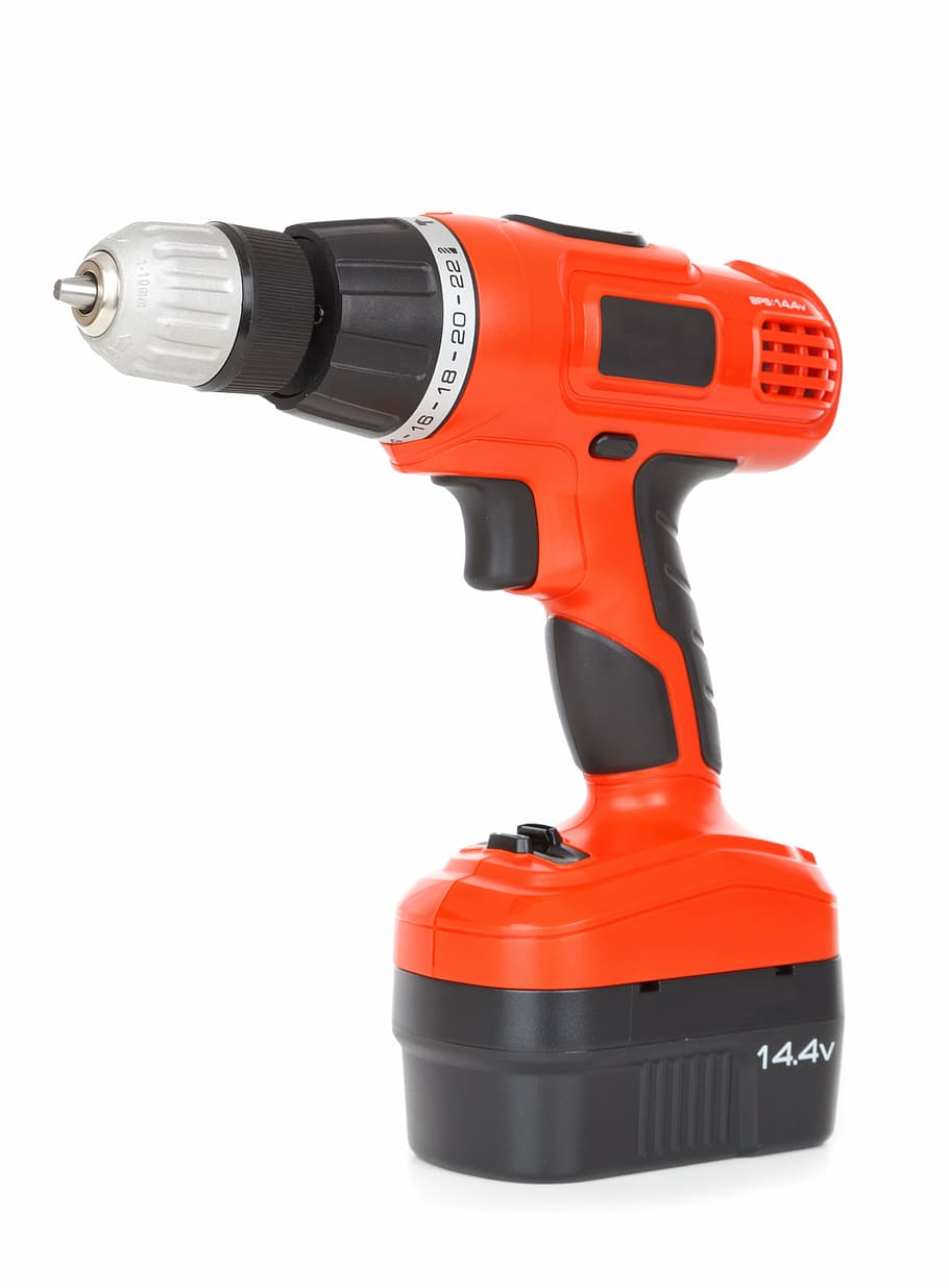 red and black cordless power drill, battery, construction, drilling HD wallpaper