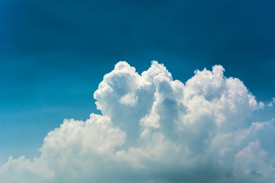 cloudy sky, white clouds, blue, cloud - sky, cloudscape, wind HD wallpaper