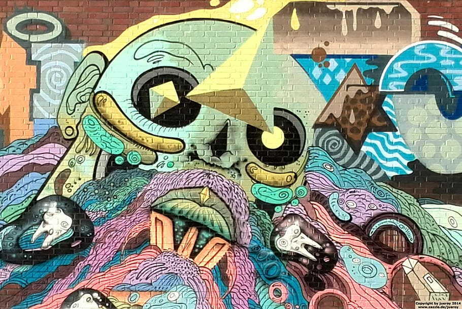 graffiti, comic, abstract, wall, modern art, artwork, photo graphics HD wallpaper