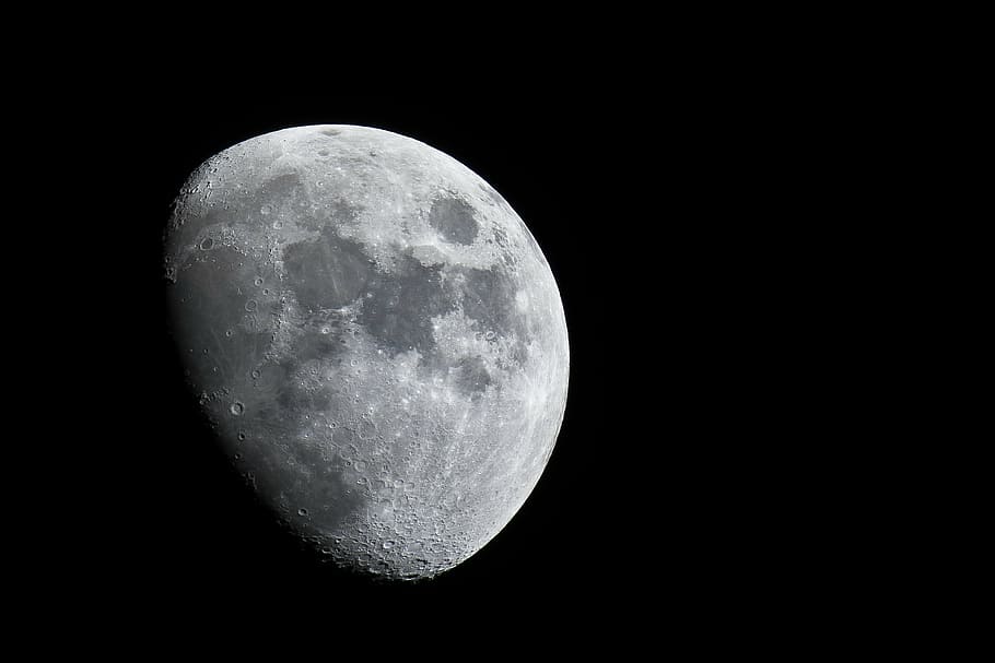 half moon photography, telephoto lens, crater, night, astronomy, HD wallpaper