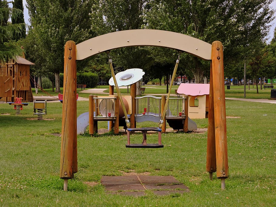 swing, game, park, green, garden, children's games, playground HD wallpaper