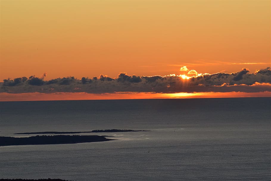 sunrise, clouds, sky, ocean, water, nature, summer, landscape HD wallpaper