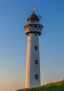 white concrete lighthouse, tower, coast, building, daymark HD wallpaper