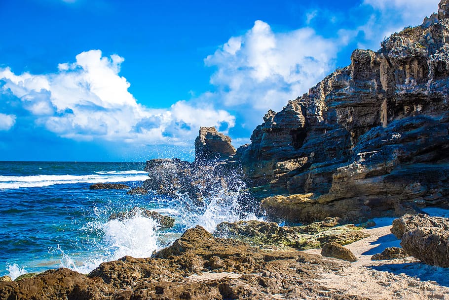 waves, beach, reef, rocks, water, sea, beauty in nature, sky HD wallpaper