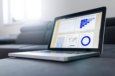 assorted chart illustrations on laptop computer, office, business HD wallpaper