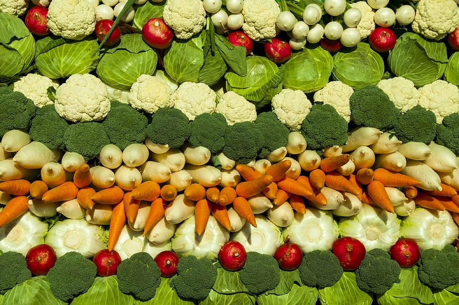 vegetables, cabbage, carrot, broccoli, radish, cub, food, freshness HD wallpaper
